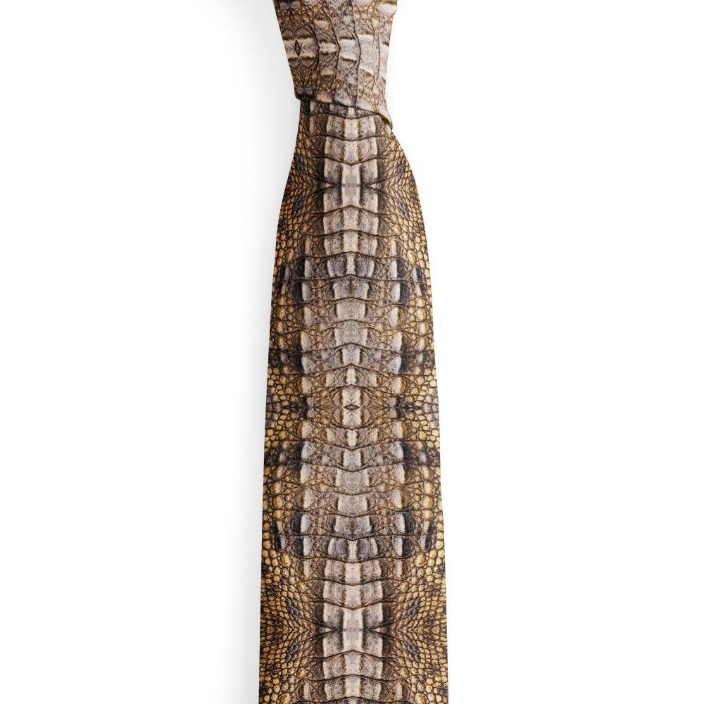 Adjustable Snakeskin Print Tie Narrow Men Necktie Creative Leopard Print Tie  Halloween