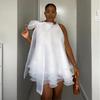 European and American Women's Clothing 2026 Spring African New White Bow Decoration Fashion Party Dress Dress