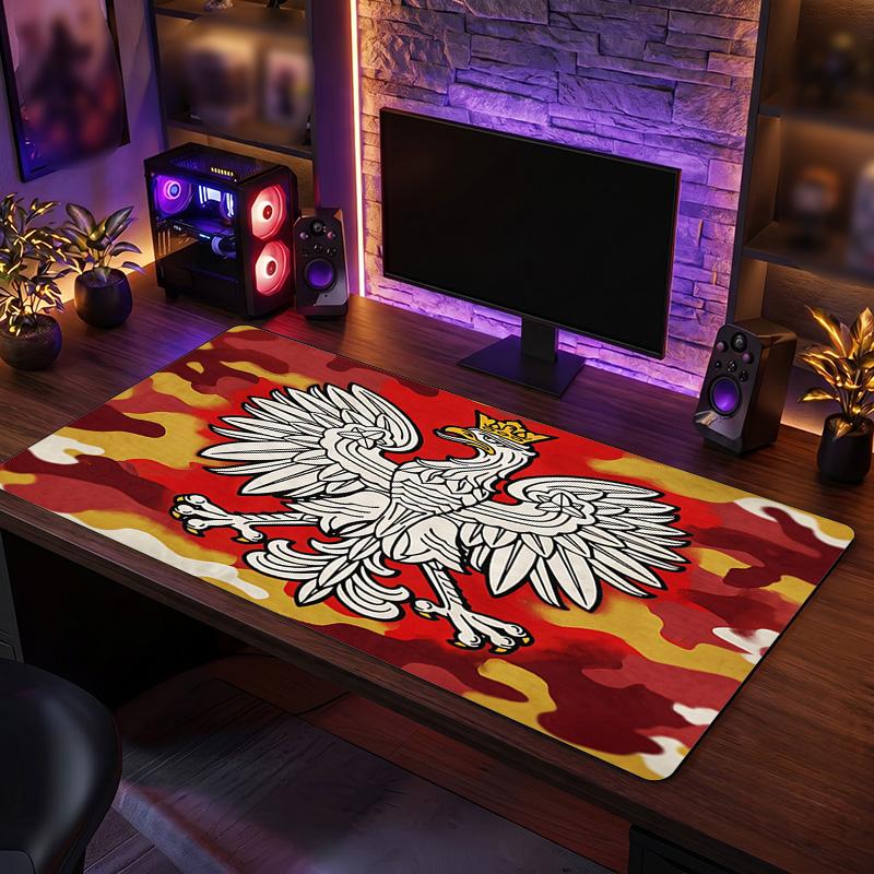 Poland Football Crest Mouse Pad, Extended Non Slip Rubber Desk Mat for Gaming Office Laptop Fan Gift