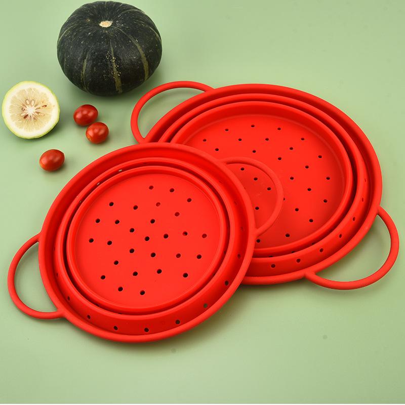Silicone Folding Basket Vegetable Fruit Filter Basket Retractable High Temperature Resistant Drain Basket