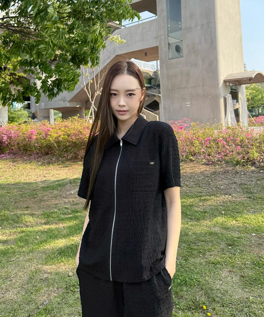JUCYJUDY Crinkle Zip-Up Shirt Jzws32Ha