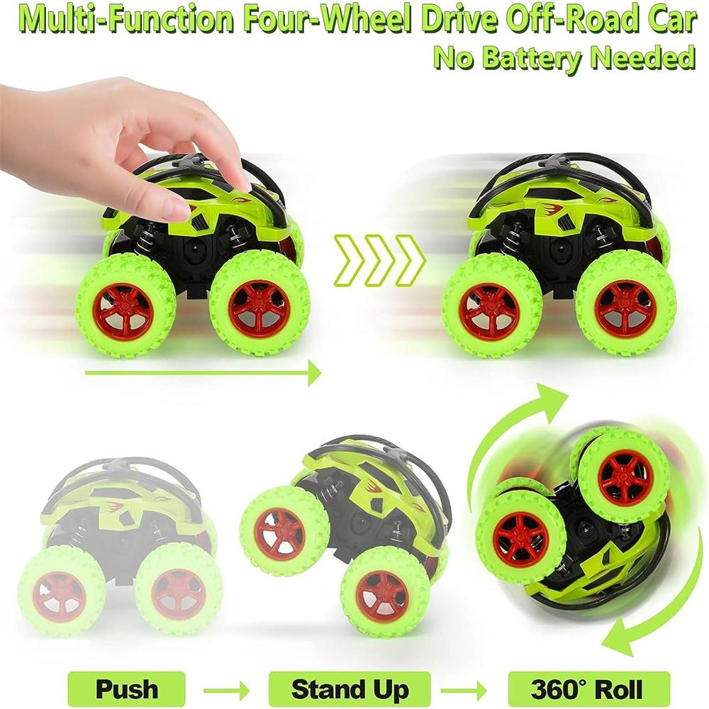 Monster Trucks Toys for Boys Toddler Push and Go Truck Race Cars Flip Stunt Car Toys for Kids Christmas Birthday Gifts