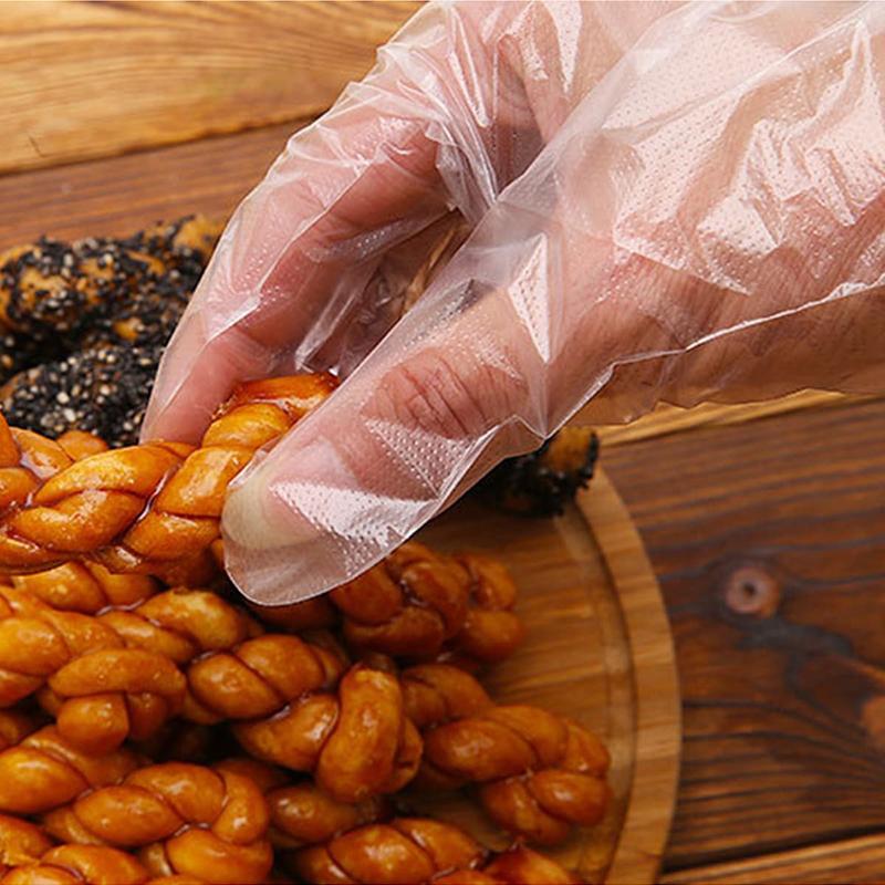 100 Stück Einweghandschuhe Transparent Plastik PE Küchenhandschuhe Schutz Catering Kosmetologie Hausarbeit Lebensmittel Küche Sauber TMZ