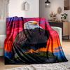 1pc Bald Eagle, Sunset Blanket Lightweight Flannel Blanket Throw Blanket For Sofa, Bed, Travel, Camping, Livingroom, Office, Couch, Chair, And Bed Yy2