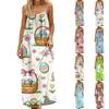Women's Fashion Backless Spaghetti Strap Casual Loose-Fit Easter Print Dress