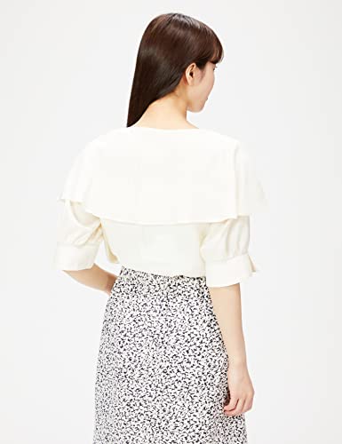 JILL by JILL STUART Women's Front Ribbon Cape-Style Blouse, 125-2110028, Ecru, FR
