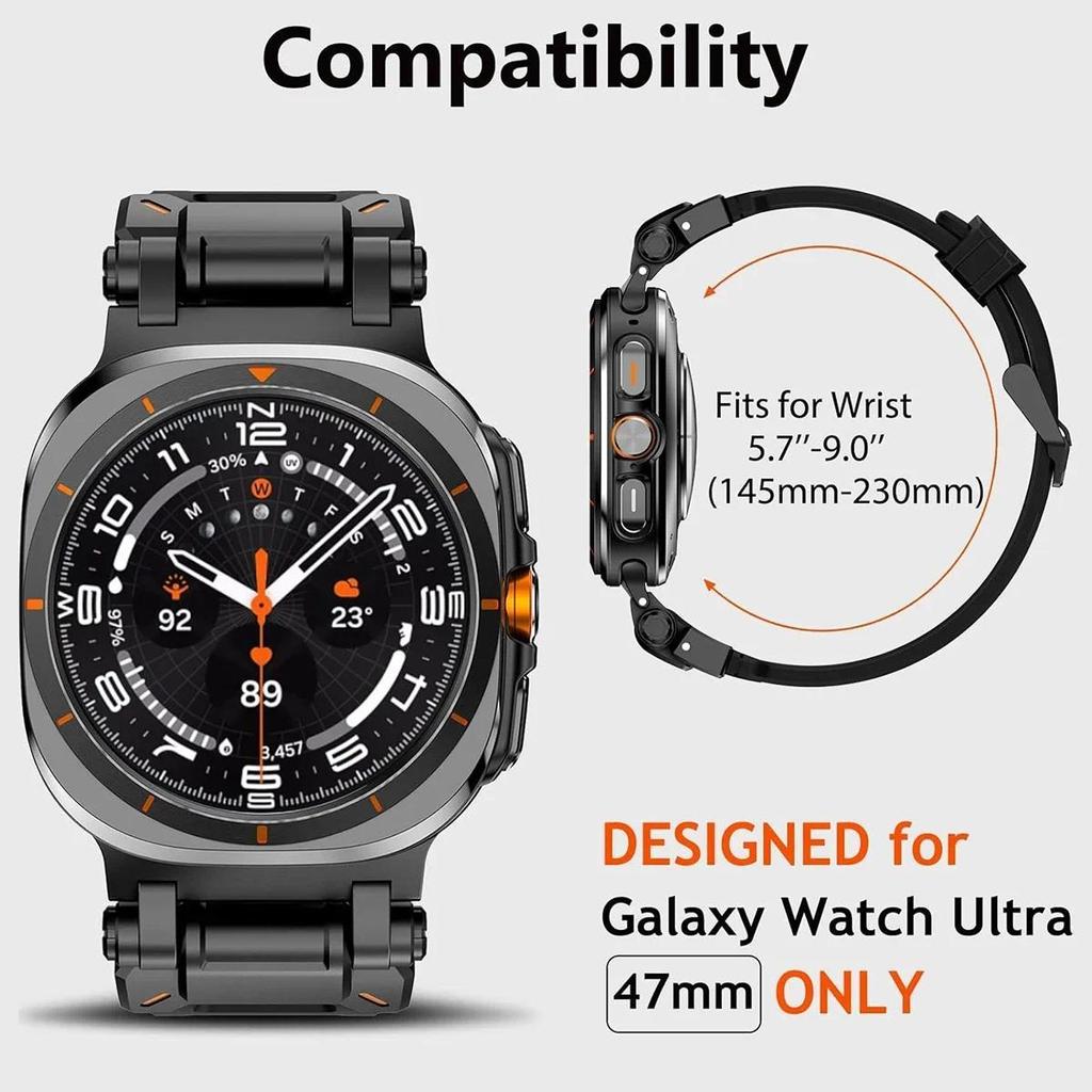 Fluorkautschuk-Armband für Samsung Galaxy Watch Ultra 2026 47mm Sport-Kautschukarmband für Galaxy Watch 7 Ultra 47mm Armband ohne Lücken