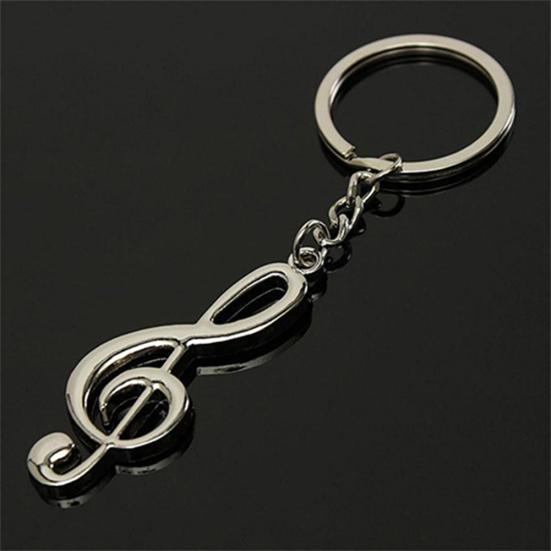 Fashion Unisex Alloy Music Note Pendant Keychain Keyring Key Ring Fob Decor