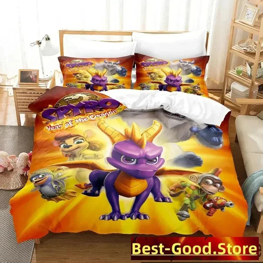 Kreslený Spyro Reignited Trilogy Povlečení Přikrývka Ložní souprava Povlak na přikrývku Povlak na polštář Přikrývka King Queen Size Chlapci Dospělí