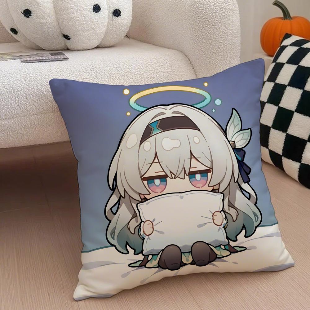 F-Firefly H-Honkai Star Rail Pillow Case Anti-dustmite Pillowcase Invisible zipper silky short plush Sofa cushion cover