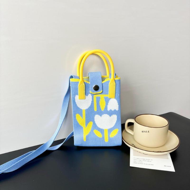 Mobile phone bag flower knitted bag niche versatile shoulder messenger bag trendy tote bag flower knitting