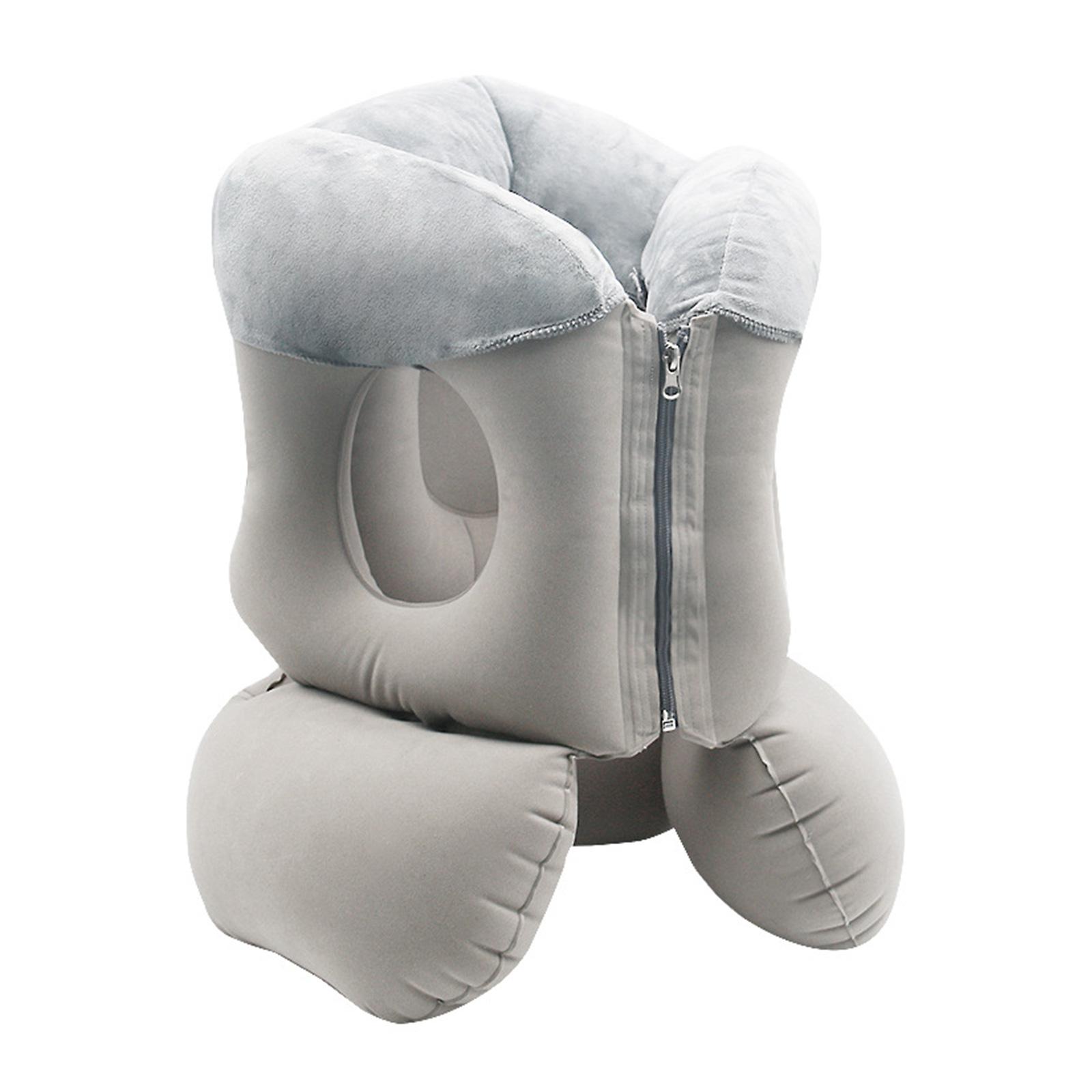 

Модернизированная надувная воздушная подушка для путешествий, подголовник, подушки для поддержки подбородка для самолета, автомобиля, офиса, отдыха, шеи, подушки для сна серый