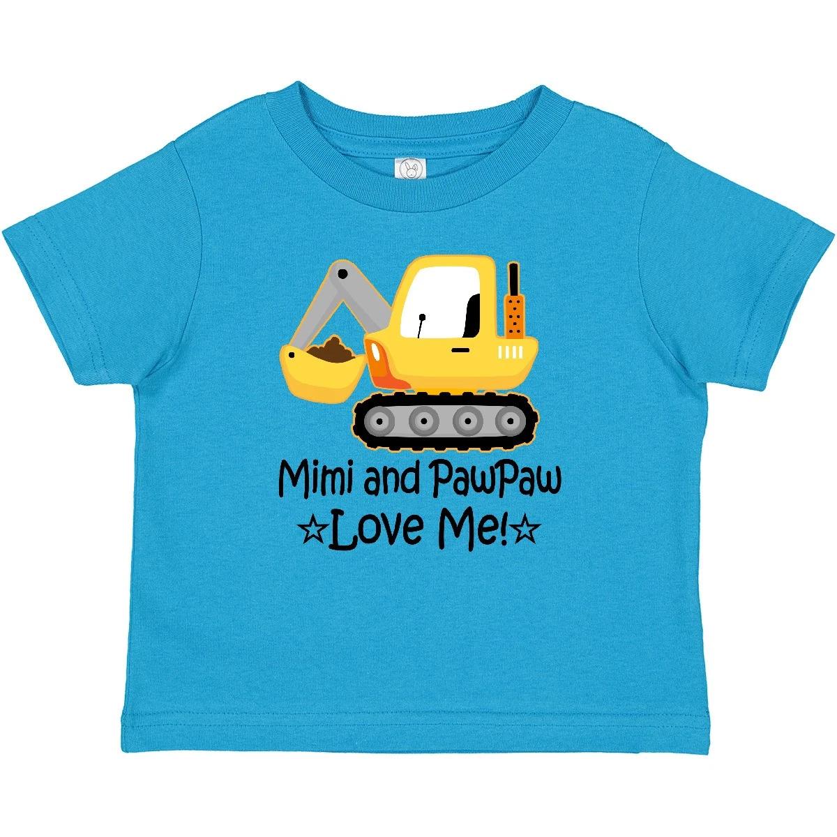 Inktastic Mimi And PawPaw Grandson Construction Truck Baby T-Shirt Outfit Shower 130