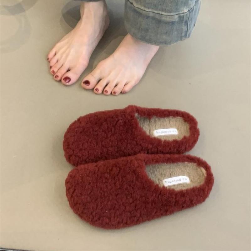 Lamb Wool Slippers Female Outer Wear 2025 Autumn and Winter Gentle Fairy Wind Bag Head Lazy Velvet One Pedal Muller Shoes