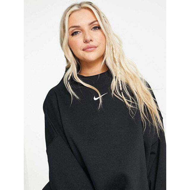 

Черная толстовка с высоким воротником и парусиной Nike mini swoosh