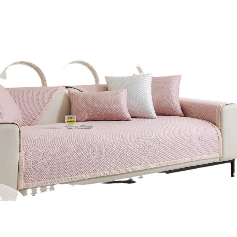 Sofa Cushion for All Seasons, New Summer Mat, Rose High-end Sofa Cover, Non-slip Cover Cloth