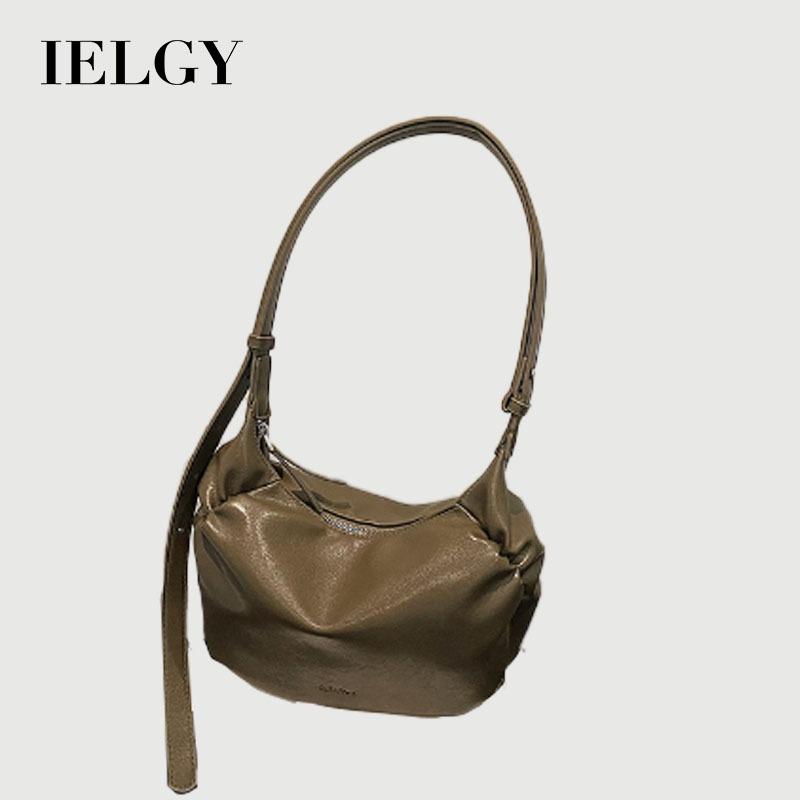 IELGY Ladies Korean Version Large-Capacity Pleated Dumpling Bag High-End Casual Commuter Underarm Bag Can Be Cross-Body