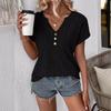 Exquisite Ribbed Round Neck Notched T-shirts Comfortable and Versatile Cashmere Short Sleeved Women's T-shirts