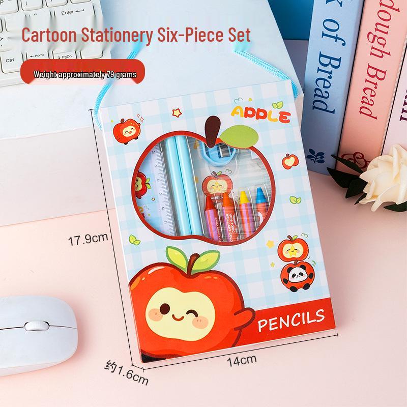 Cartoon Stationery Set for Kids: Six-Piece School Season Pencil Kit
