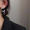Silver Needle Geometric Heart Hoop Earrings - Retro & High-End Style for a Bold Look