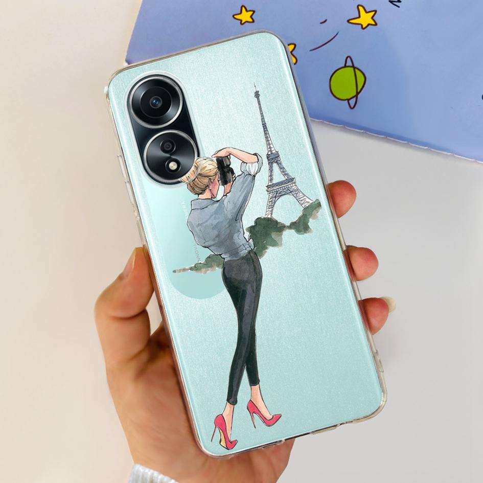For OPPO A58 4G 2023 Case Cover Fashion Marble Flower Clear Soft Silicone Back Cover For OPPO A58 4G CPH2577 A 58 OPPOA58 Bumper OPPO A58 4G
