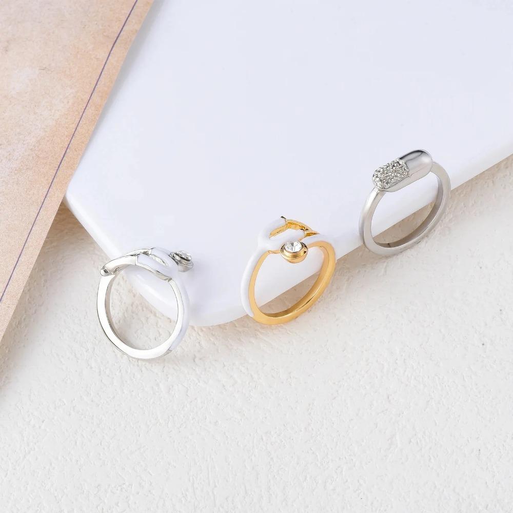 Nurses Doctor Stethoscope Ring Crystal Stethoscope Enamel Rings Women's Graduation Birthday Gift Jewelry