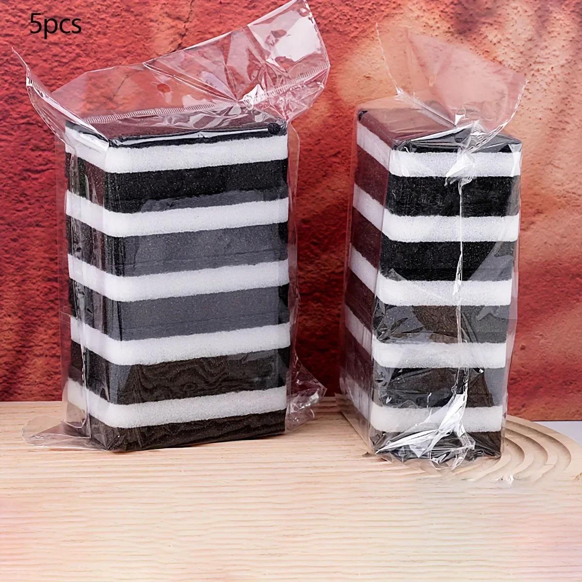 

Thickened Double-sided Dishwashing Sponge Black Sandwiched White Stain Removal Scouring Cloth Cleaning of Pots Bowls Sinks Rag