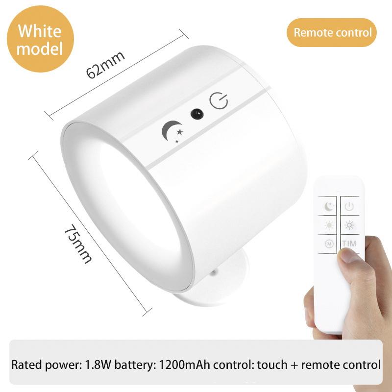 LED Double Head Wall Lamp Touch Control Remote 360 Rotatable USB Recharge Wireless Portable Night Light For Bedroom Reading Lamp