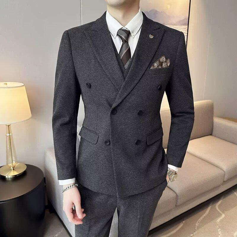 Herren Slim-Fit Zweireihiges Anzugsakko: Business Casual & Formelle Hochzeitskleidung