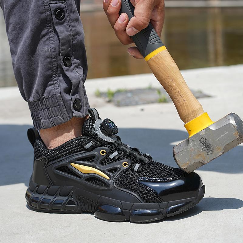 Safety Boots Men Work Sneakers Indestructible Shoes Steel Toe Protective Boots Anti-smash Anti-puncture Rotary Buckle Shoes