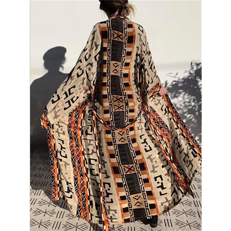 Floral Print Loose Beach Cover Up Swimsuit Cardigan Bikini Wrap Sun Protection Swimwear