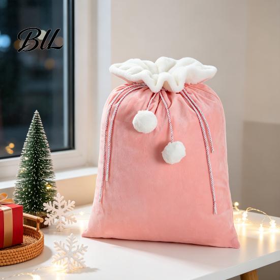 Decorative Drawstring Bags for Gifts Christmas Velvet Santa Gift Bag, 19 x 26 Inch Large Reusable Jewelry Organizer Claus Presents Sack Xmas