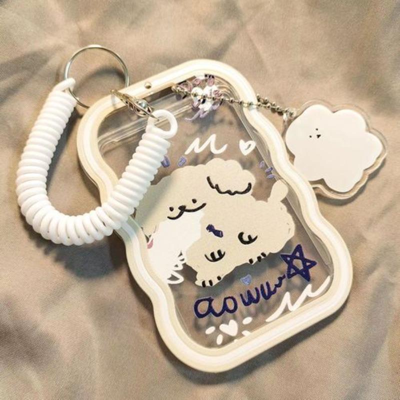 Kawaii Γάτα Διαφανές Ακρυλικό Πολυτελής Θήκη Φωτοκάρτας Kpop Idol Προστατευτικό Κάρτας Δημιουργικό Κρεμαστό Τσάντας Τσάντες Αποθήκευσης ID Πανεπιστημίου