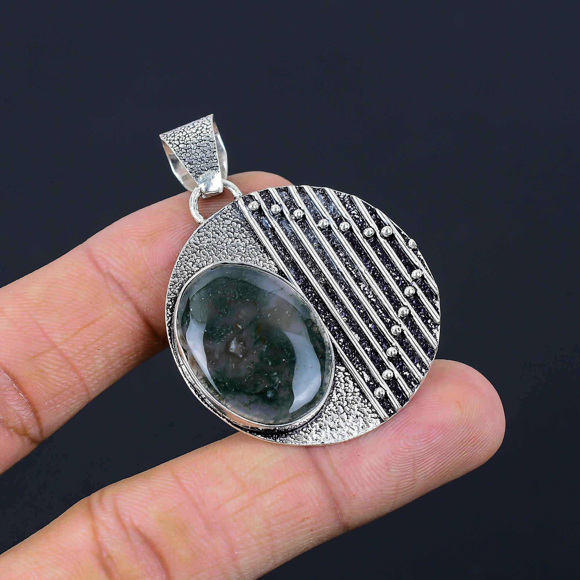 

Натуральный камень Моховой Агат, подвеска, зеленый, серебро 925 пробы