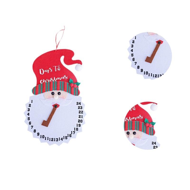 New Lovely Non-woven Christmas Calendar Cartoon Santa Snowman Pattern Decorative Hanging Ornament for Xmas Party Advent Calendar