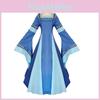 Womens Halloween Uk Long Dress Long Trumpet Sleeves Medieval Costume Cosplay