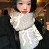 Double-Sided Bowknot Knitted Scarf Thickened Cashmere Scarves New Winter Wool Scarf  Women