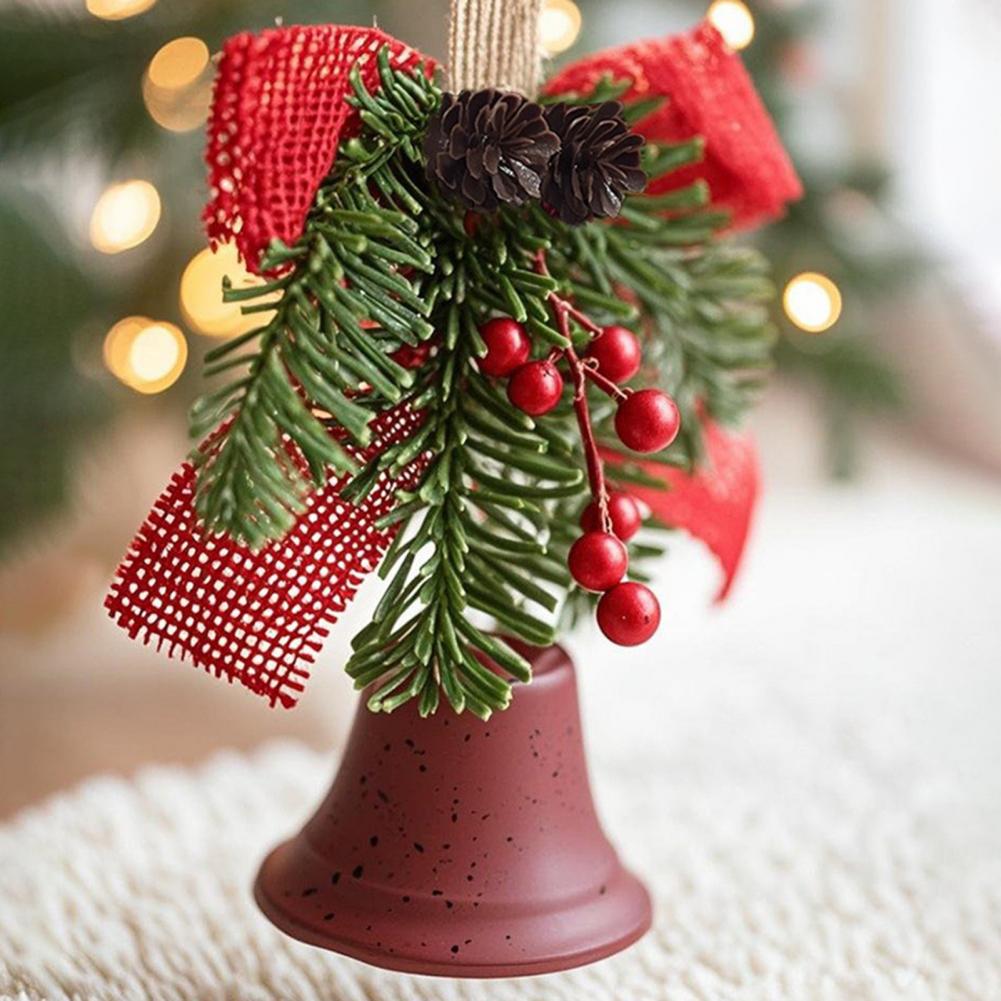 Weihnachtsglocke Dekoration Schleife Dekor Hängende Dekorative Glocke Mit Tannenzweigen Rote Früchte Innen Außen Hängendes Schmuckstück