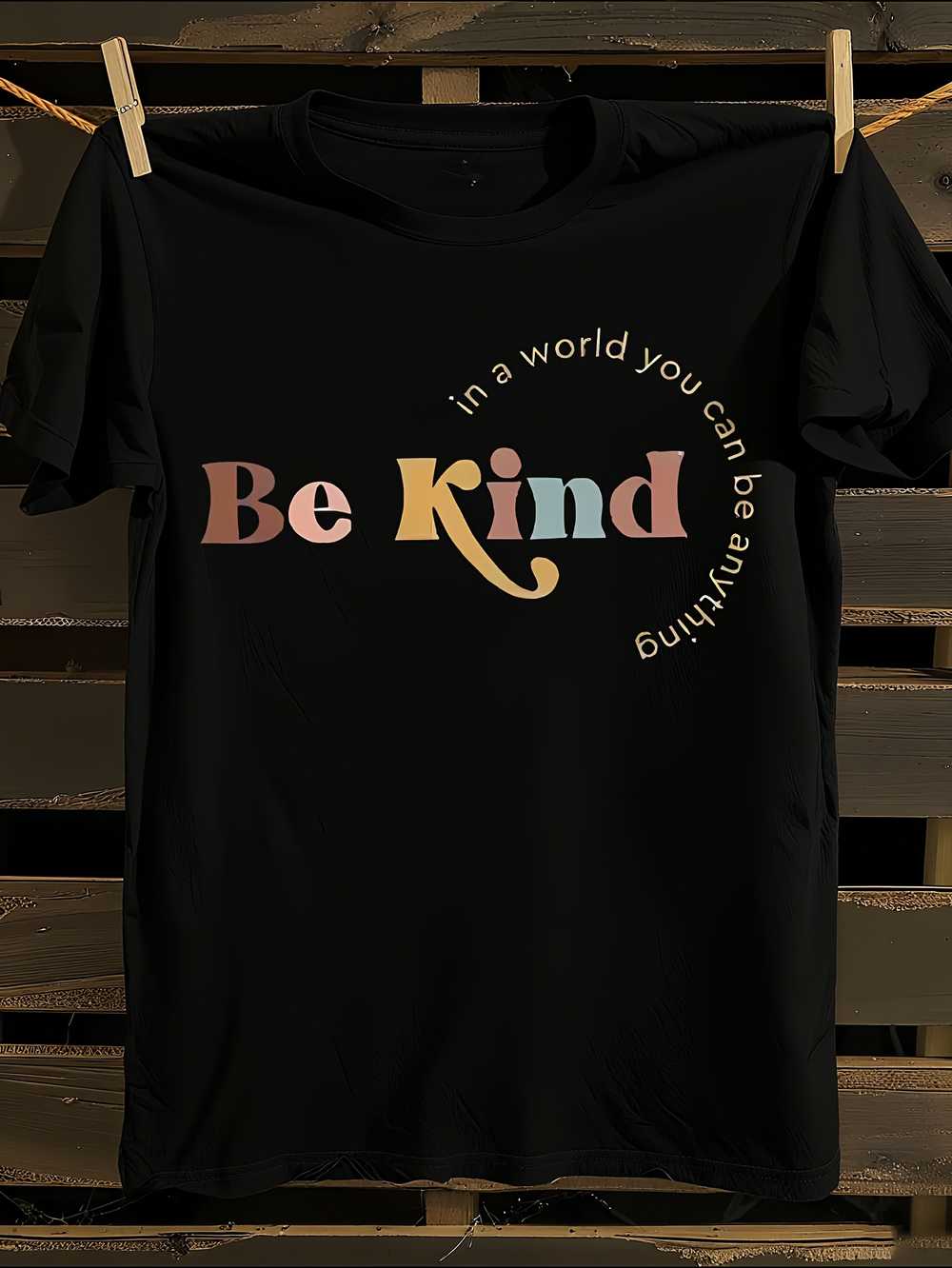 

WoPlus Size Be Kind Letter Print T-Shirt Mens Tshirt Womens Tshirts with Letters Print Short Sleeves T-Shirt Casual Street Tee Shirt Top XXXXL