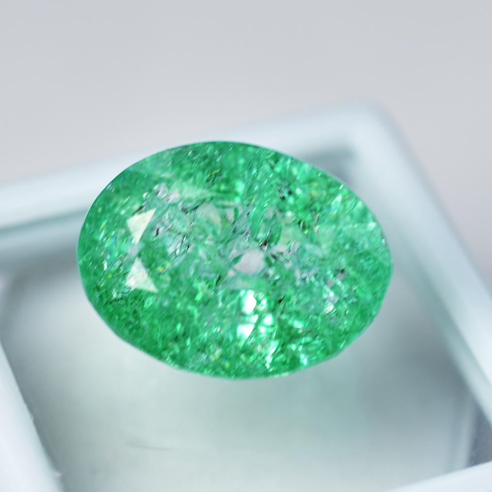 Natural Green Emerald Loose Gemstone 16.60 ct Oval Cut High Quality for Jewelry Making and Crafts