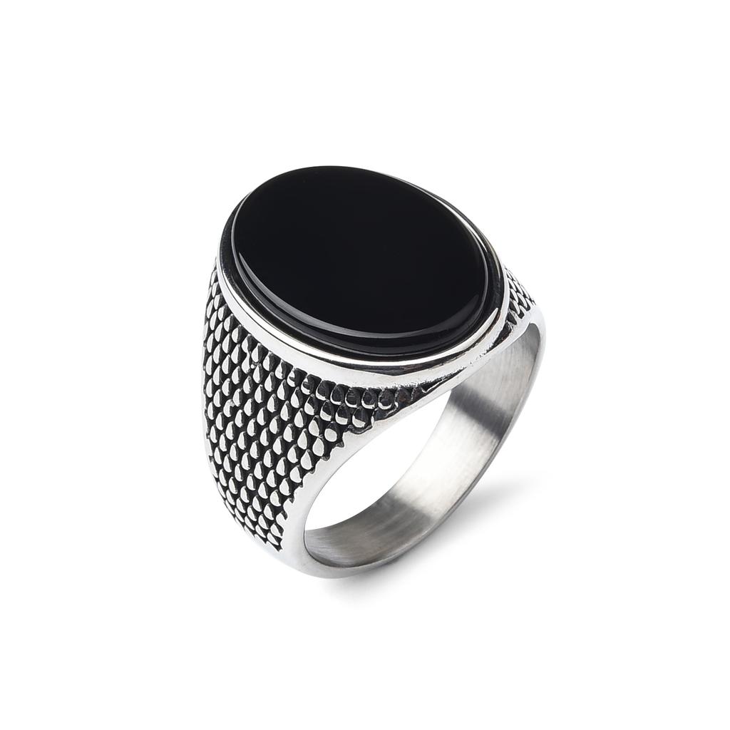 Men's/Women Many Gemstone Style 316LStainless Steel Onyx Scale Texture Rings Classic Fashion Trend Jewelry High Quality Product