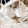 Sexy Hollow Cross Sling Bra French Lace Flowers Embroidery Women Underwear Set Comfort Thin Cup Push Up Bras Romantic Lingerie