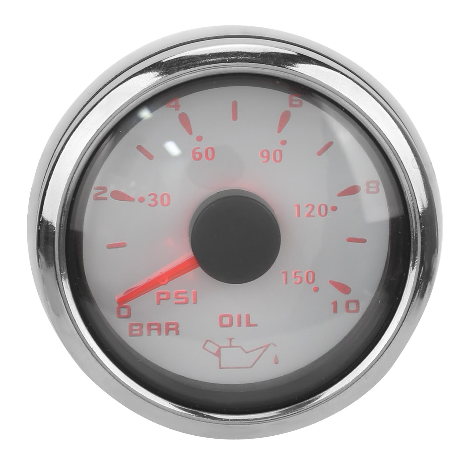 

Указатель манометра давления масла 52 мм2,0 дюйма 10184 Ом цветная подсветка регулируемая универсальная для автомобилей белый