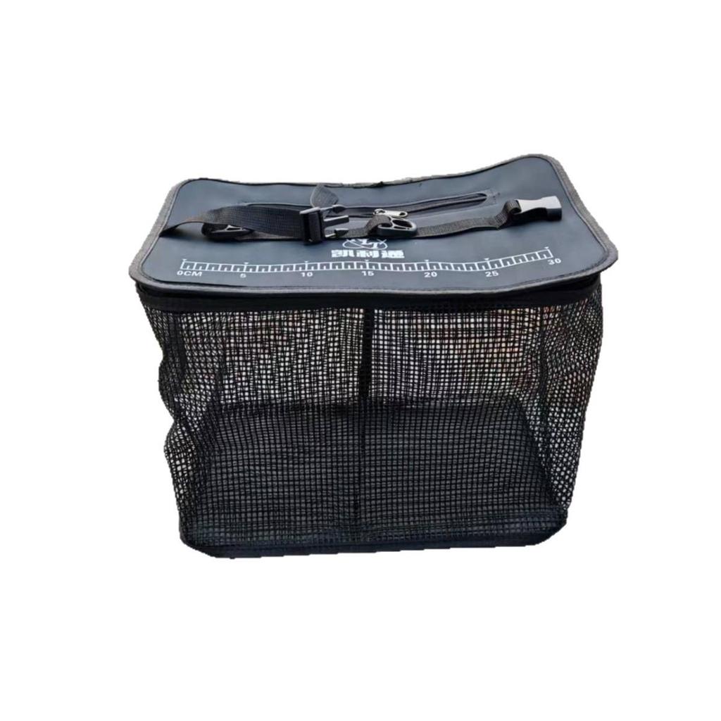 Portable Foldable Floating Fish Protection Bucket - Outdoor Sea Fishing Gear Basket and Net Bag