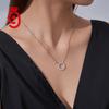Minimalist Elegant Full Round Halo Hollow Circle S925 Silver VVS Round Brilliant Cut Dainty GRA Certified Moissanite Necklace