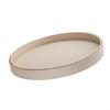 Elegant Round Leather Jewelry Display Tray For Home Decor With Gold Trim And Raised Edges Preventing Item Slips