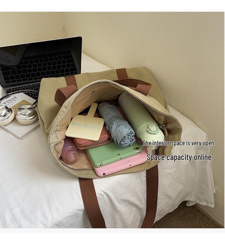 2025 Large Capacity Canvas Travel Handbag - Versatile Single Shoulder Bag for Commute, Casual Shopping, and Fashion.