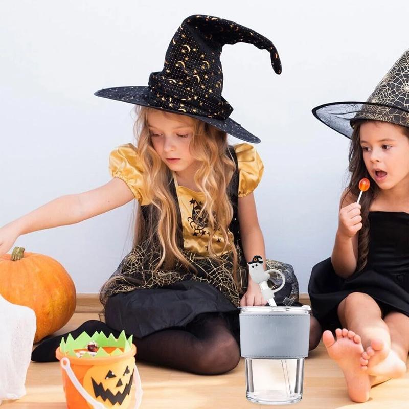 For Stanley Cup Accessories 2x Halloween Cute Ghost Dustproof Straw Toppers Parties For 10mm Drinking Straw Tips Lids Reusable