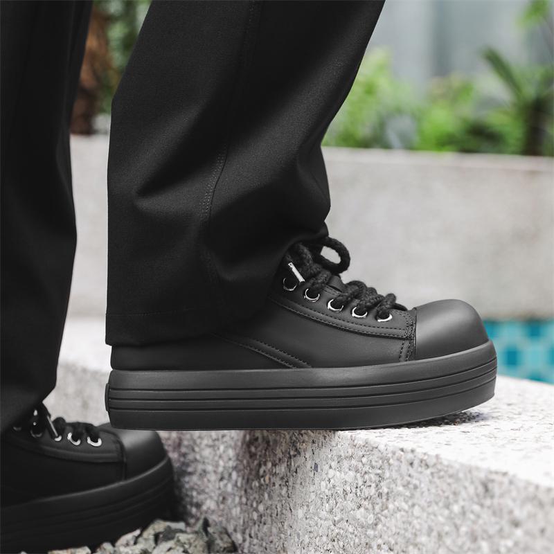 Fashion Men's thick soled board shoes classics Black trendy style Leisure Outdoor Fashion Party Daily casual height increasing shoes