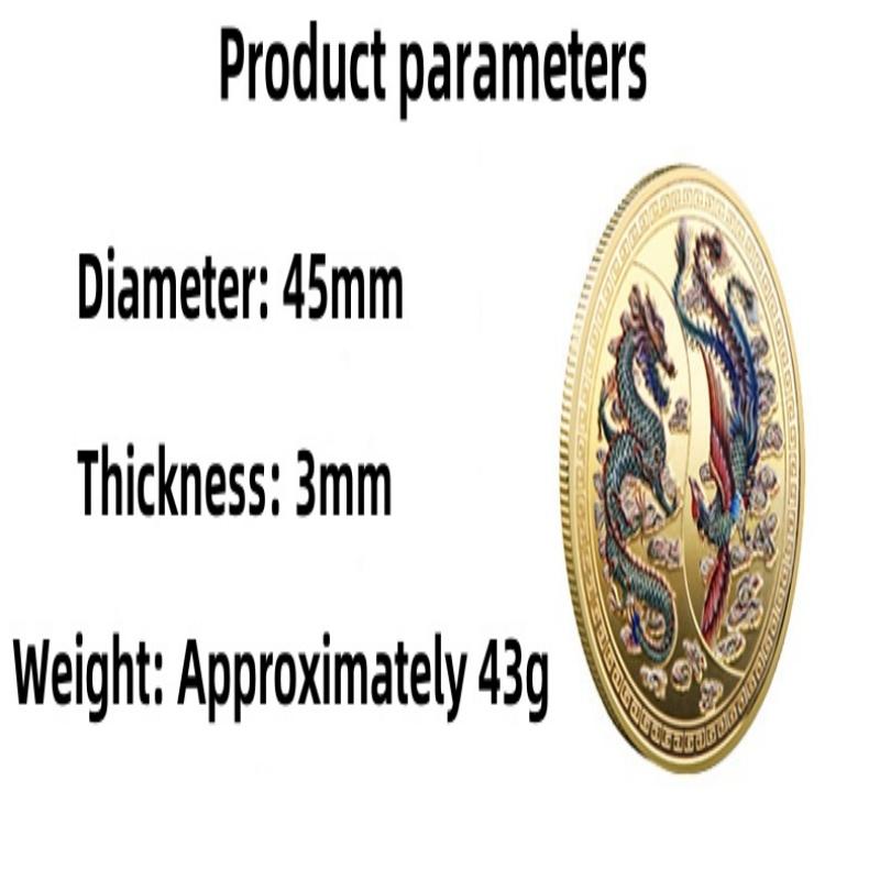 Chinese Dragon and Phoenix Auspicious Commemorative Coins Gold and Silver Coins Collection Coins